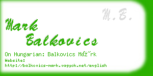 mark balkovics business card